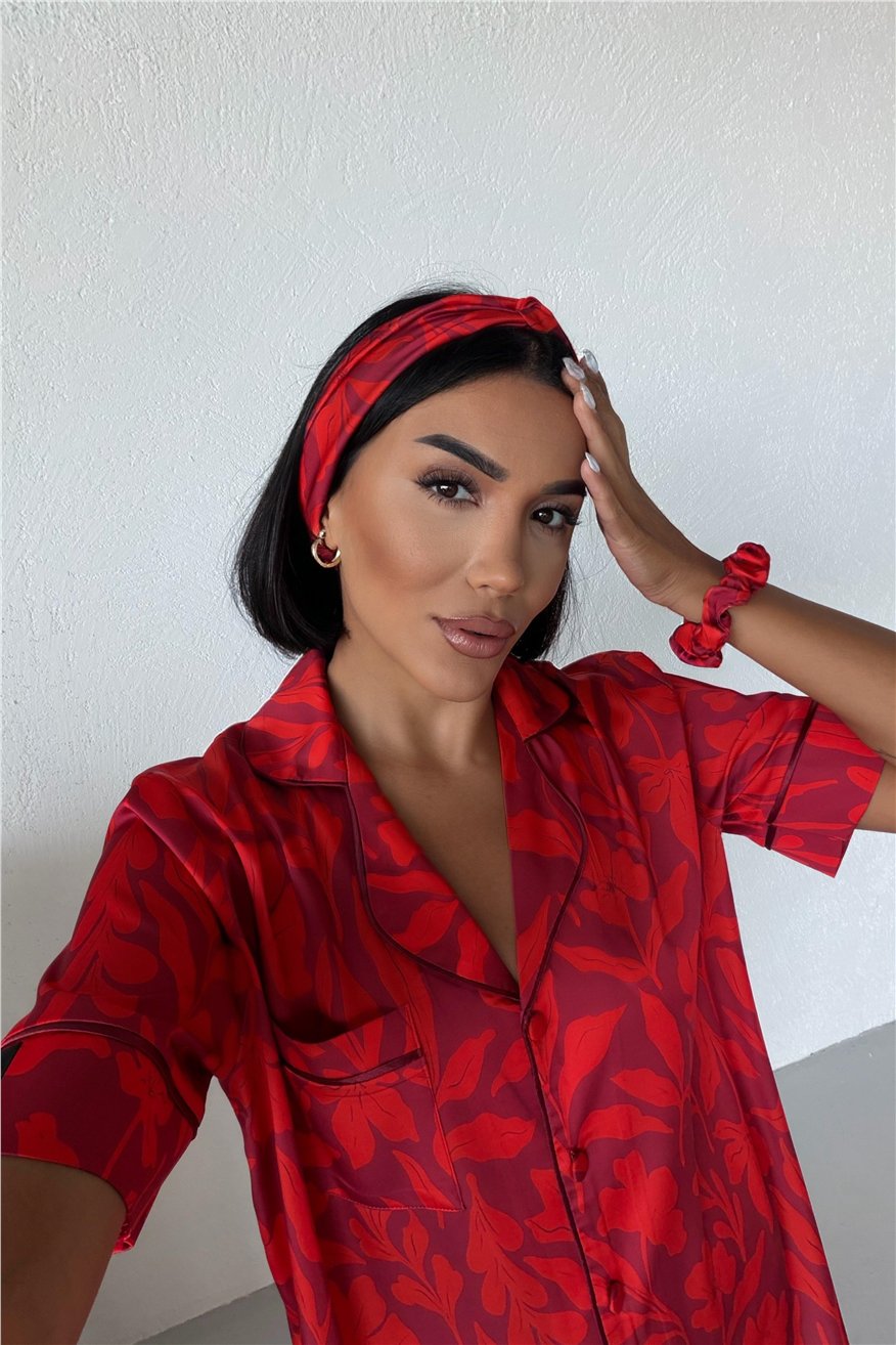 Colori Del Mondo Saten Kısa Kol Pantolon Pijama Takımı CDM1620