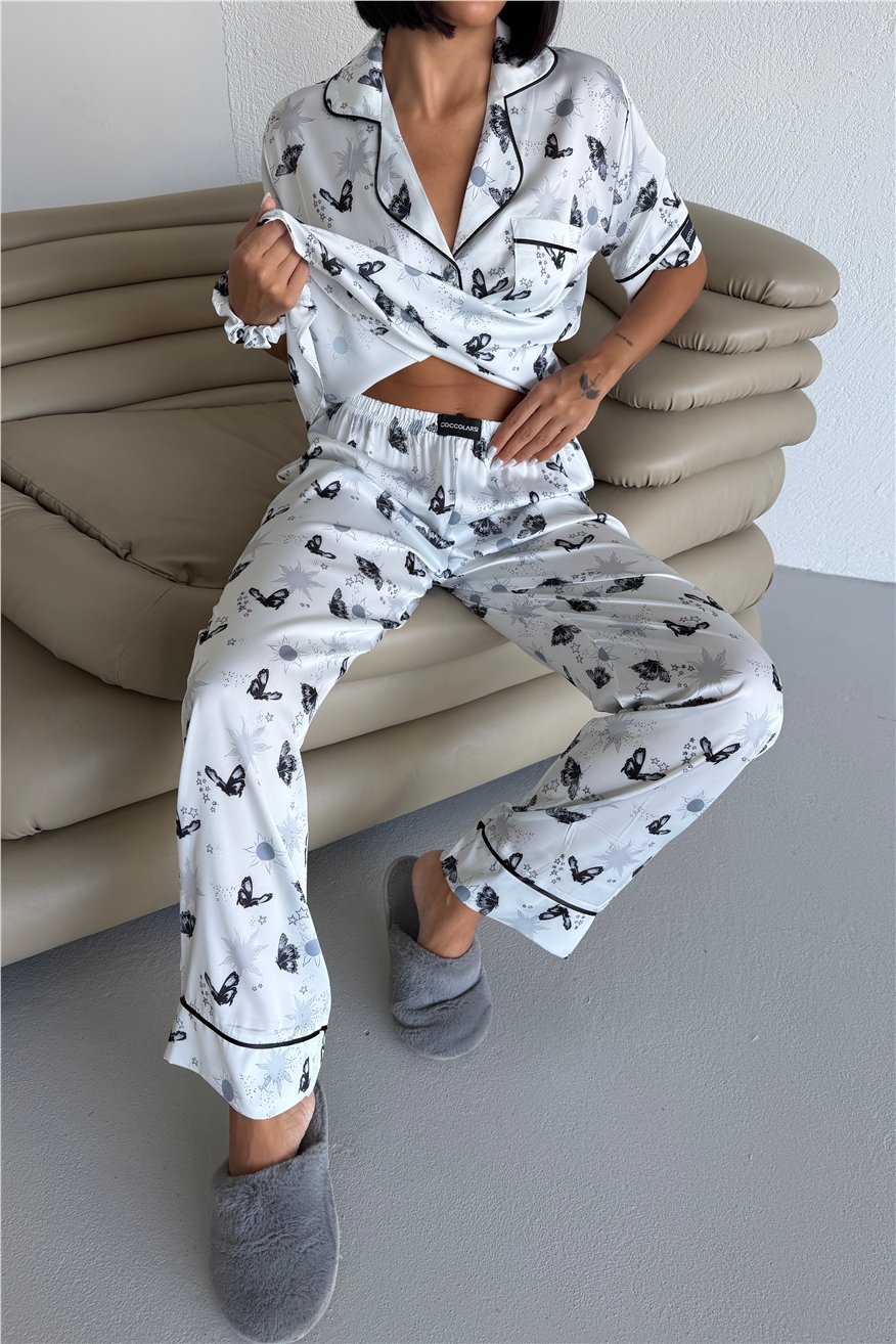 Colori Del Mondo Saten Kısa Kol Pantolon Pijama Takımı CDM2139