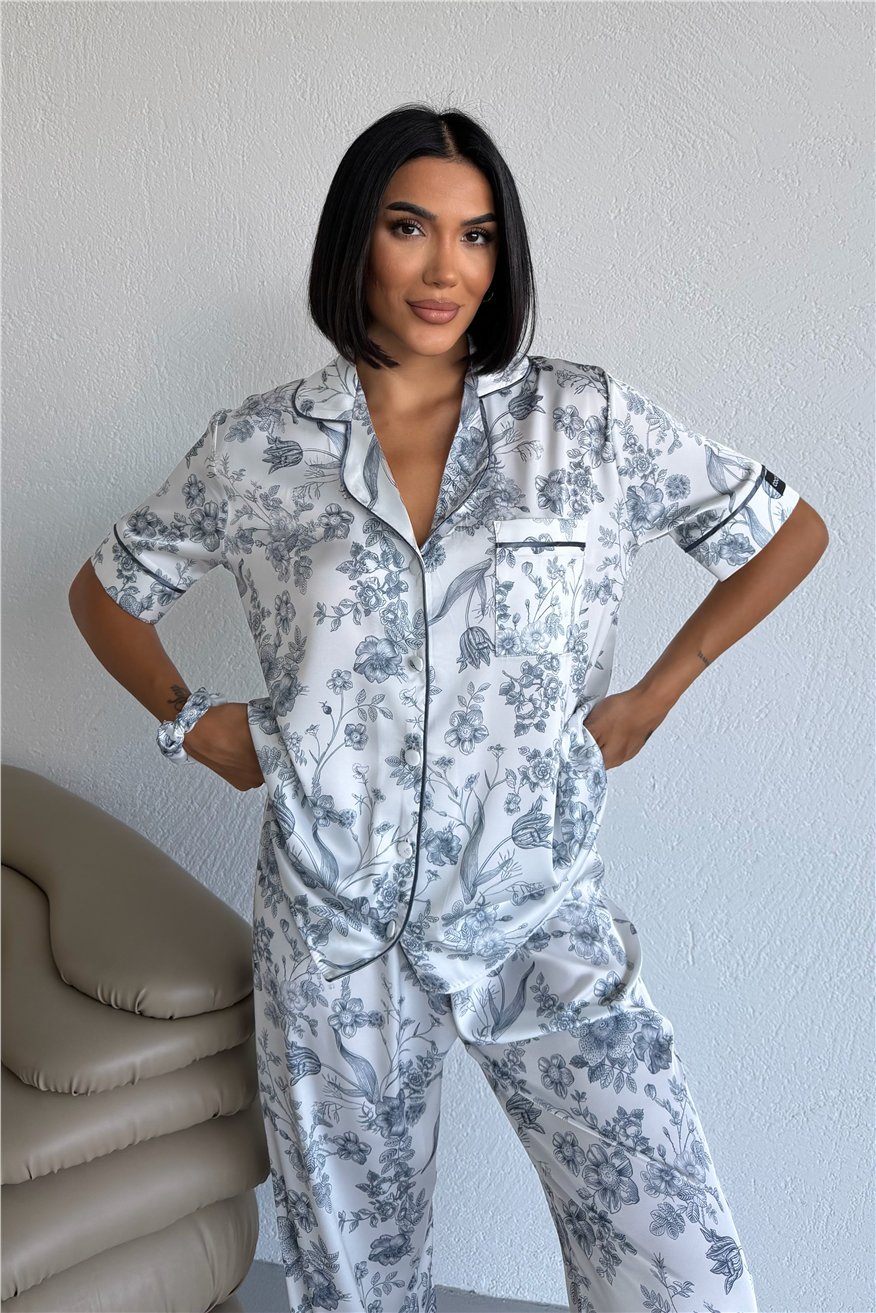 Colori Del Mondo Saten Kısa Kol Pantolon Pijama Takımı CDM2252