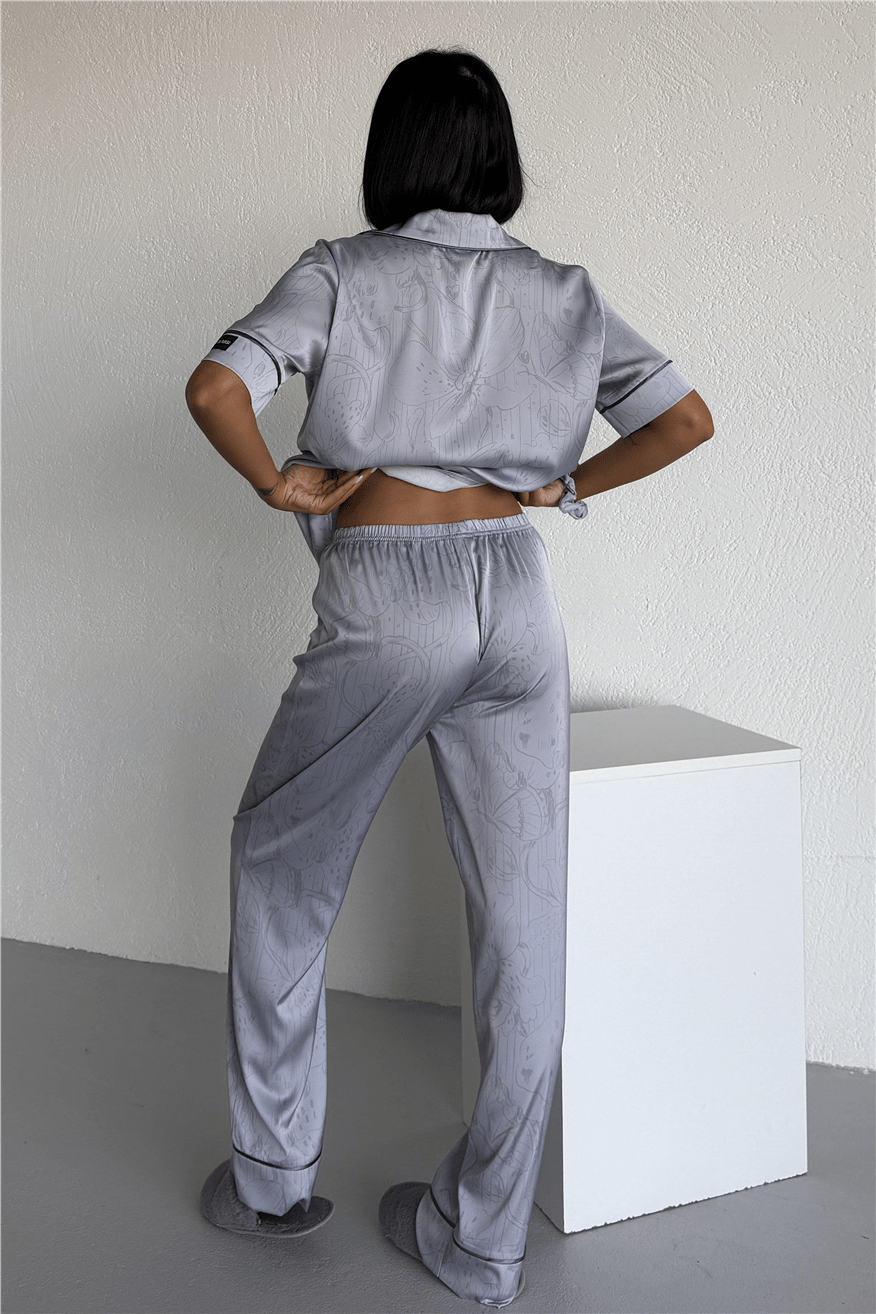 Colori Del Mondo Saten Kısa Kol Pantolon Pijama Takımı CDM2255