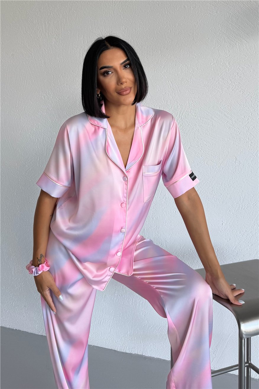 Colori Del Mondo Saten Kısa Kol Pantolon Pijama Takımı CDM2381