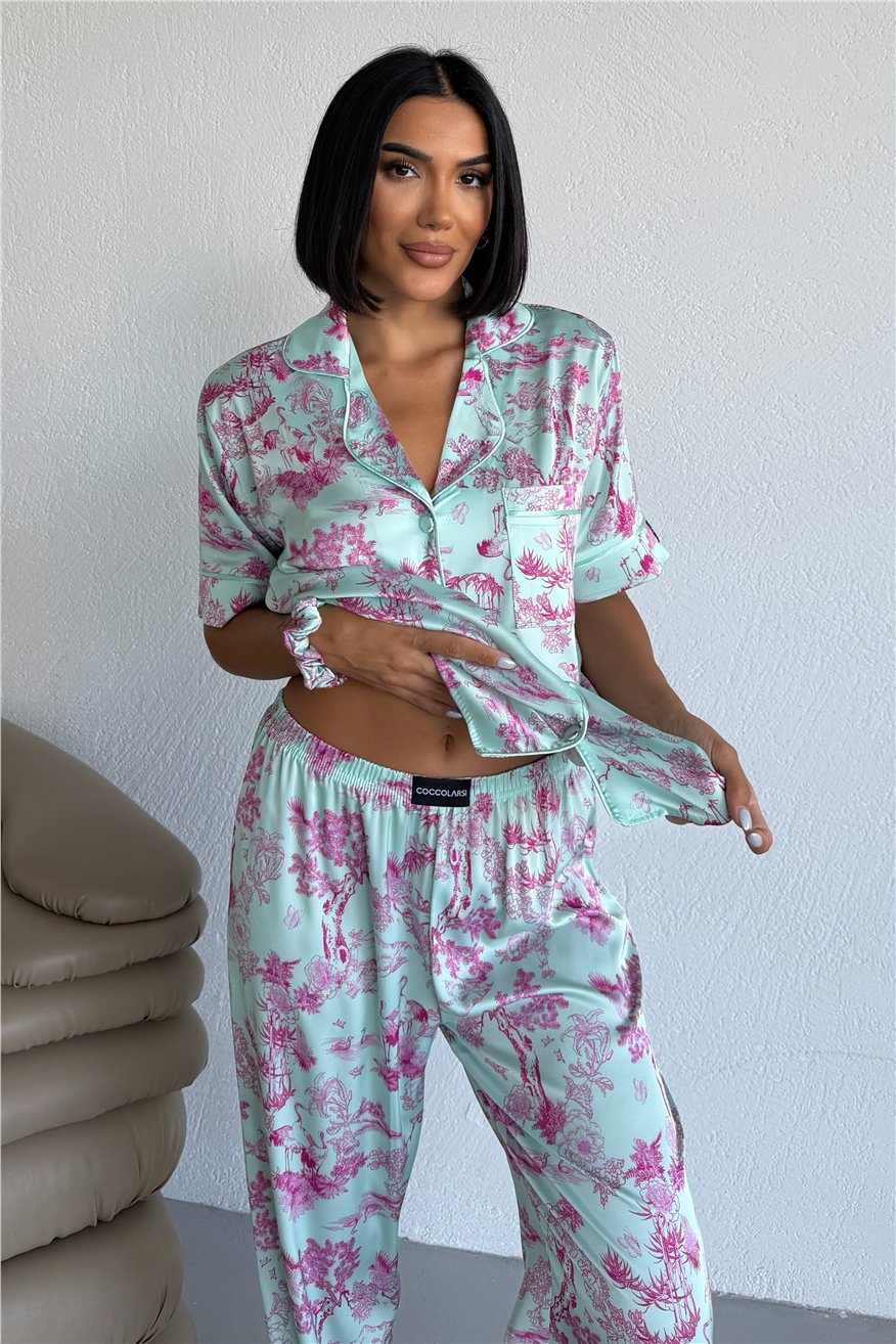 Colori Del Mondo Saten Kısa Kol Pantolon Pijama Takımı CDM2378