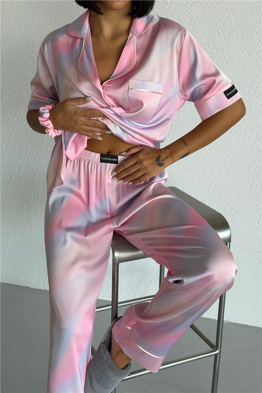 Colori Del Mondo Saten Kısa Kol Pantolon Pijama Takımı CDM2381