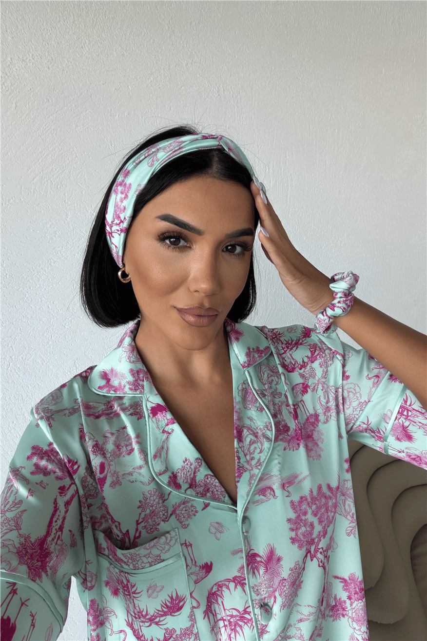 Colori Del Mondo Saten Kısa Kol Pantolon Pijama Takımı CDM2378
