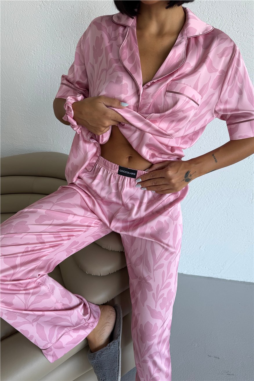 Colori Del Mondo Saten Kısa Kol Pantolon Pijama Takımı CDM1502