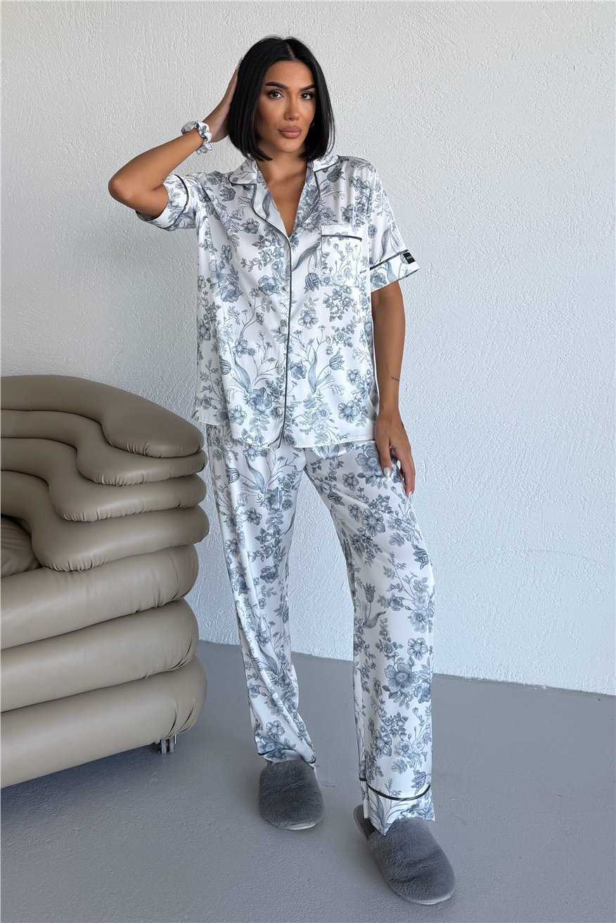Colori Del Mondo Saten Kısa Kol Pantolon Pijama Takımı CDM2252