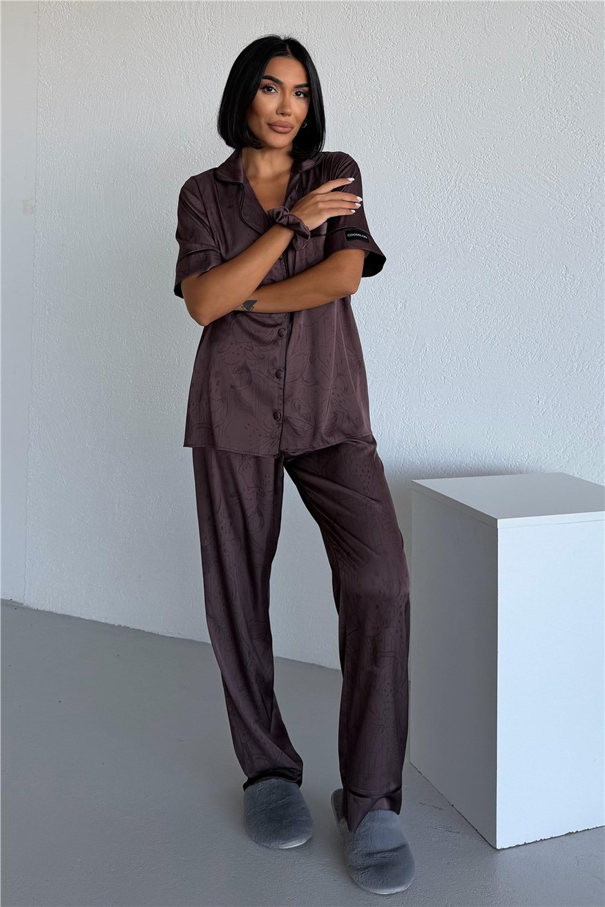 Colori Del Mondo Saten Kısa Kol Pantolon Pijama Takımı CDM1503