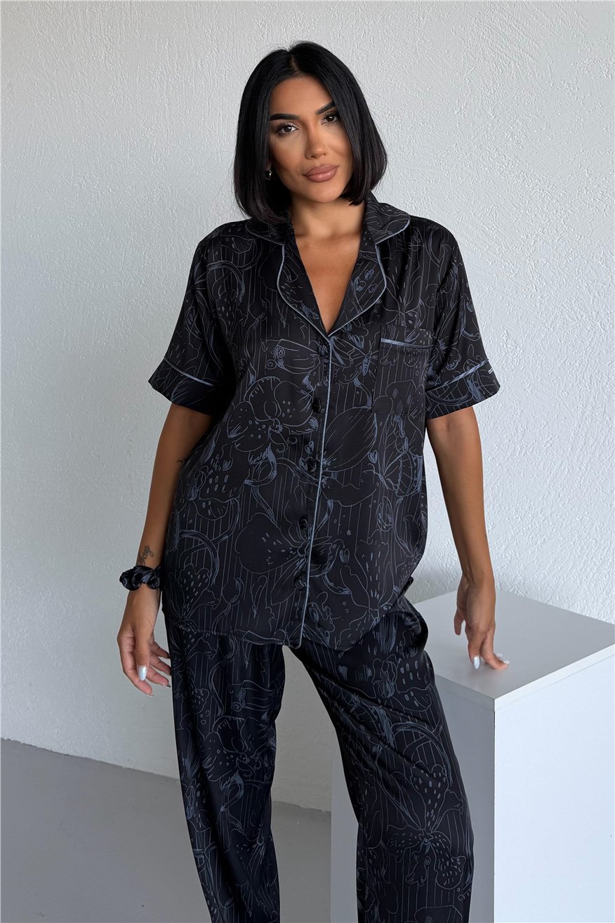 Colori Del Mondo Saten Kısa Kol Pantolon Pijama Takımı CDM2258