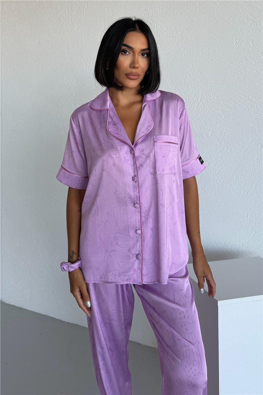 Colori Del Mondo Saten Kısa Kol Pantolon Pijama Takımı CDM1621