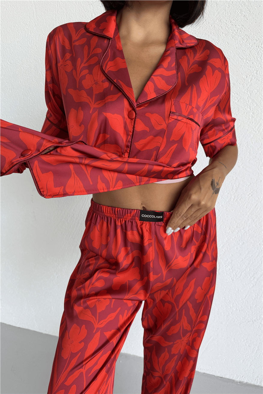 Colori Del Mondo Saten Kısa Kol Pantolon Pijama Takımı CDM1620