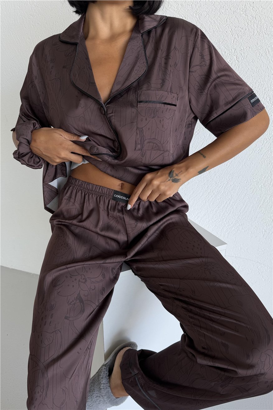 Colori Del Mondo Saten Kısa Kol Pantolon Pijama Takımı CDM1503