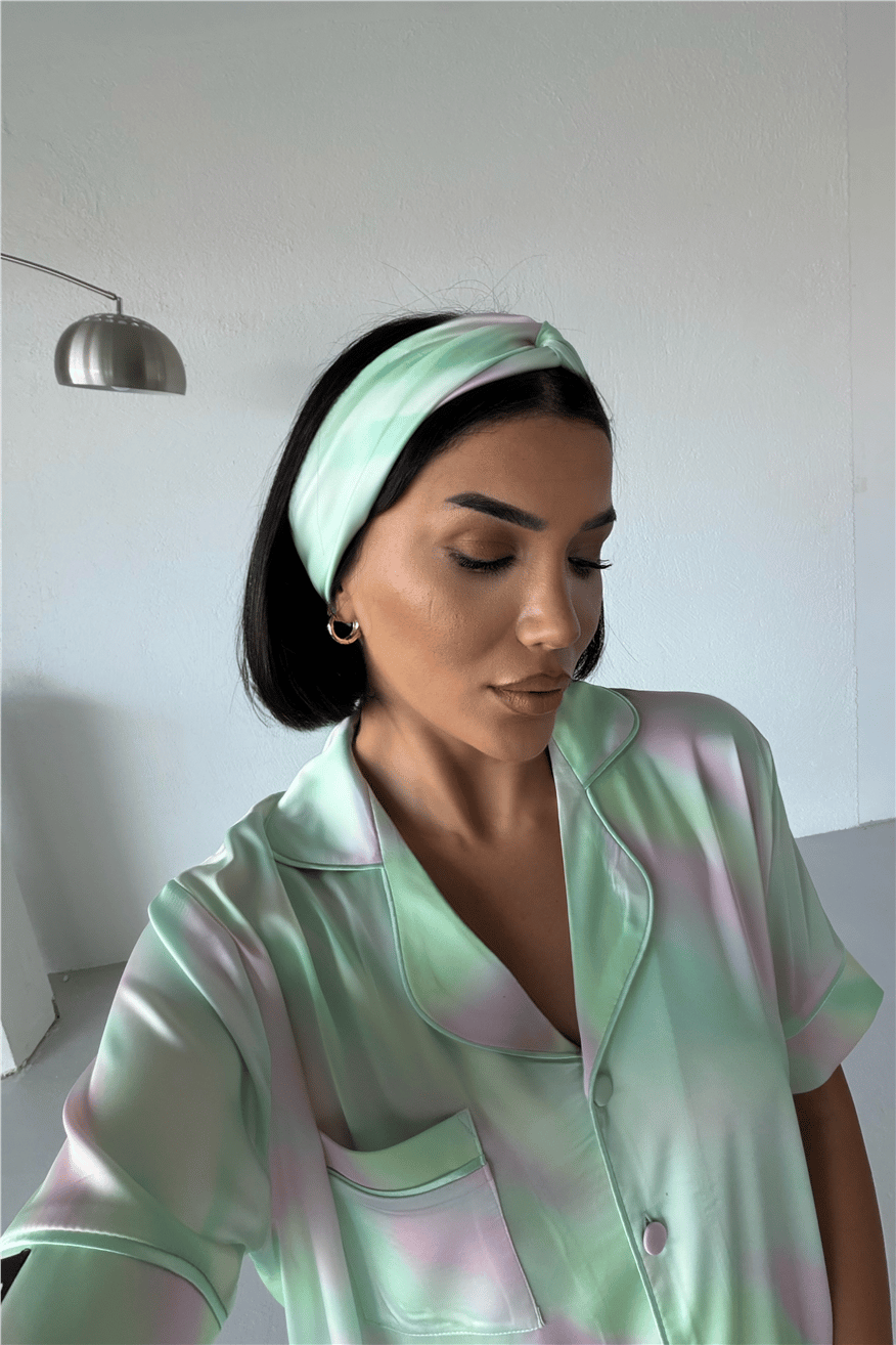 Colori Del Mondo Saten Kısa Kol Pantolon Pijama Takımı CDM2256