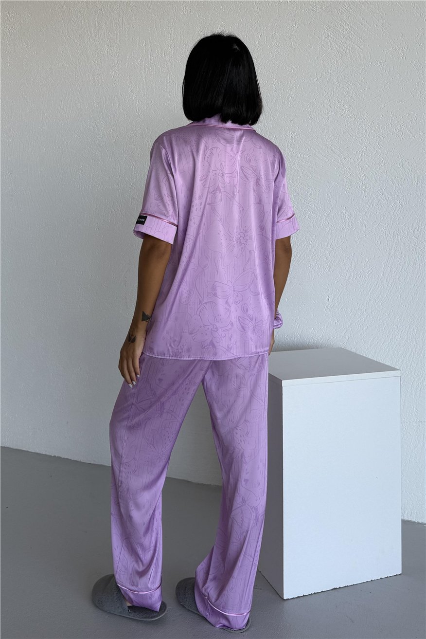 Colori Del Mondo Saten Kısa Kol Pantolon Pijama Takımı CDM1621