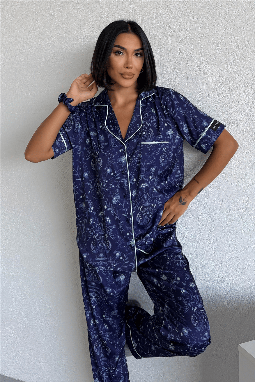 Colori Del Mondo Saten Kısa Kol Pantolon Pijama Takımı CDM2135