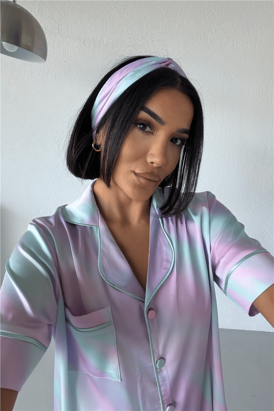 Colori Del Mondo Saten Kısa Kol Pantolon Pijama Takımı CDM2374