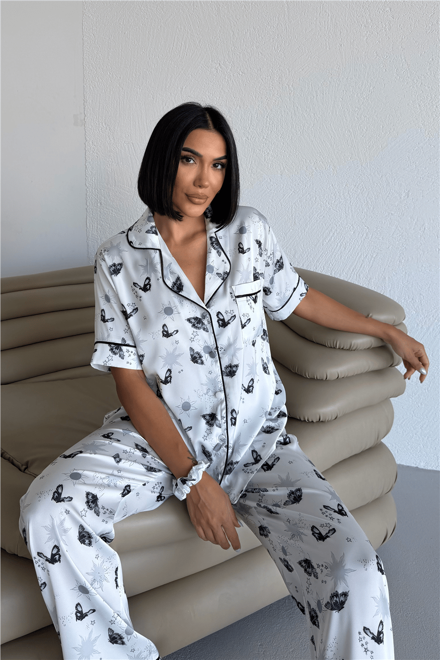 Colori Del Mondo Saten Kısa Kol Pantolon Pijama Takımı CDM2139