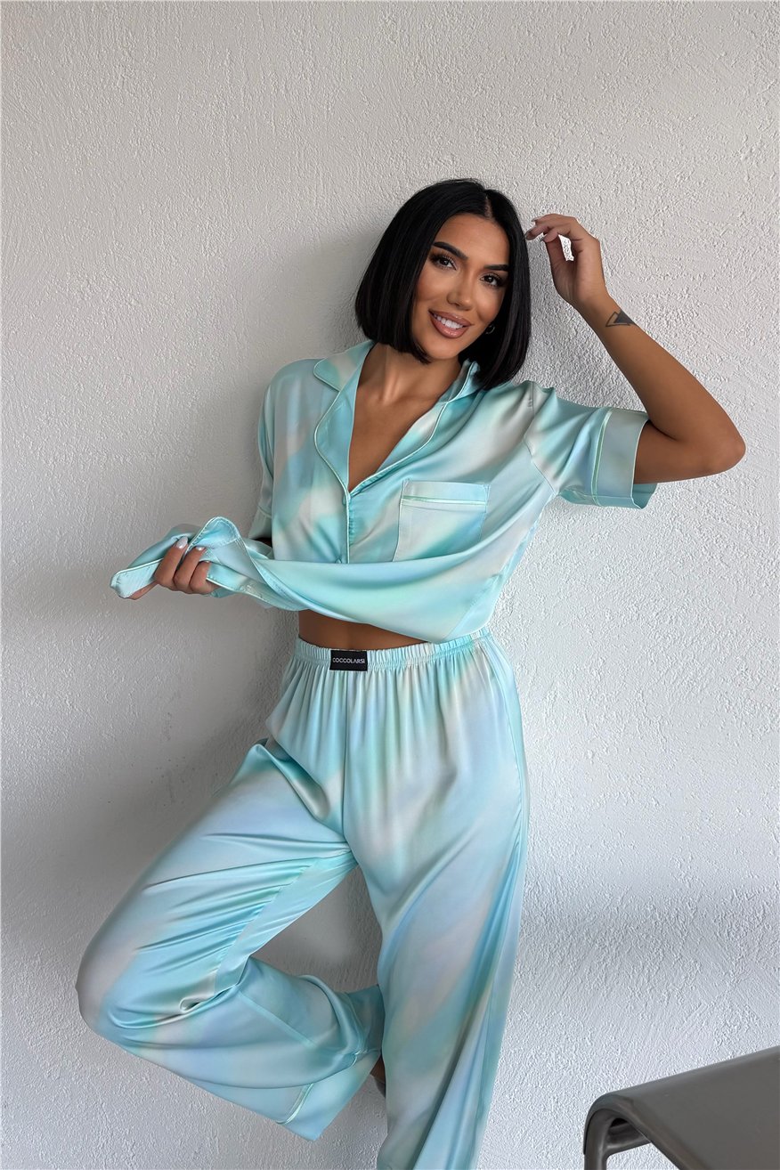 Colori Del Mondo Saten Kısa Kol Pantolon Pijama Takımı CDM2373