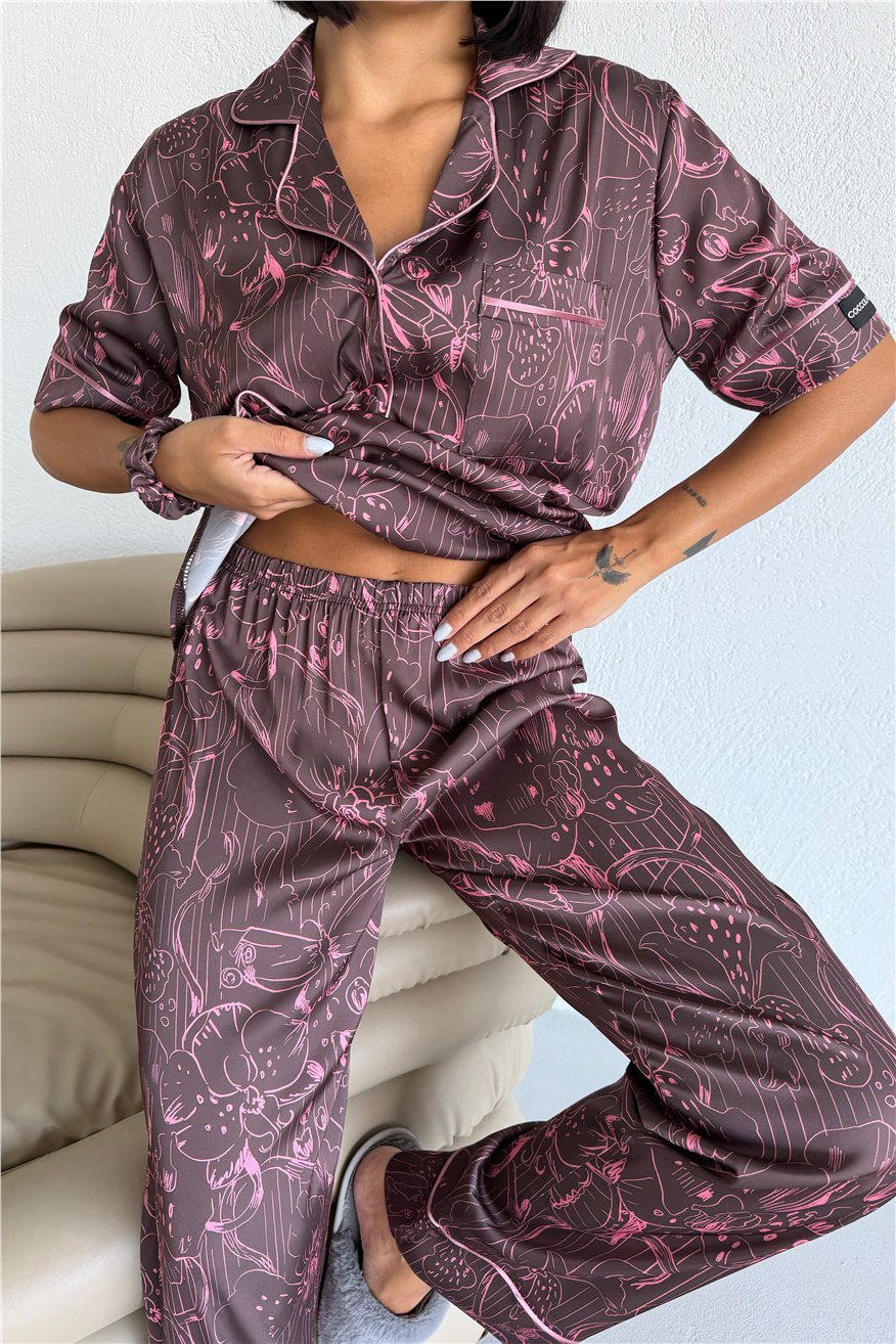 Colori Del Mondo Saten Kısa Kol Pantolon Pijama Takımı CDM2143
