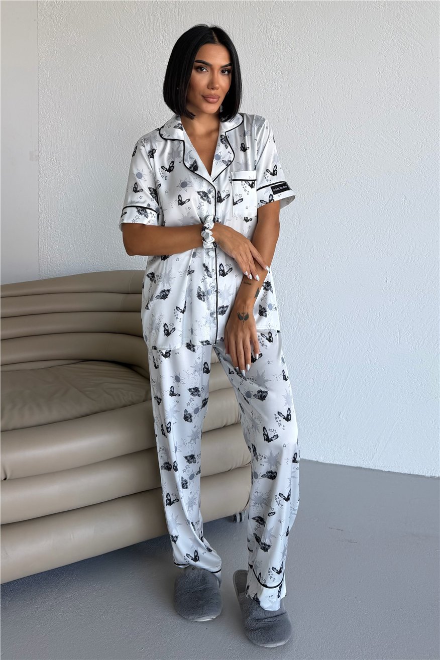 Colori Del Mondo Saten Kısa Kol Pantolon Pijama Takımı CDM2139