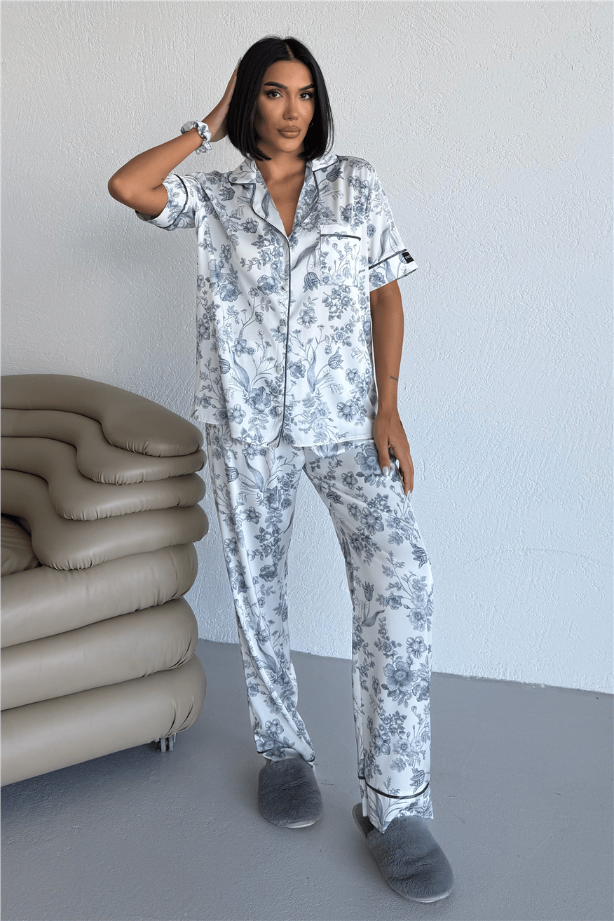 Colori Del Mondo Saten Kısa Kol Pantolon Pijama Takımı CDM2252