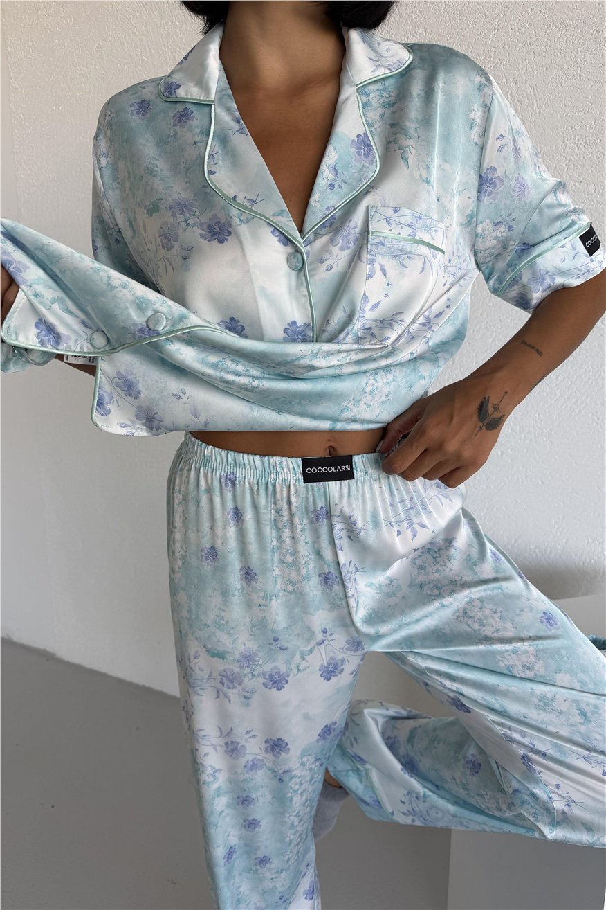 Colori Del Mondo Saten Kısa Kol Pantolon Pijama Takımı CDM2131