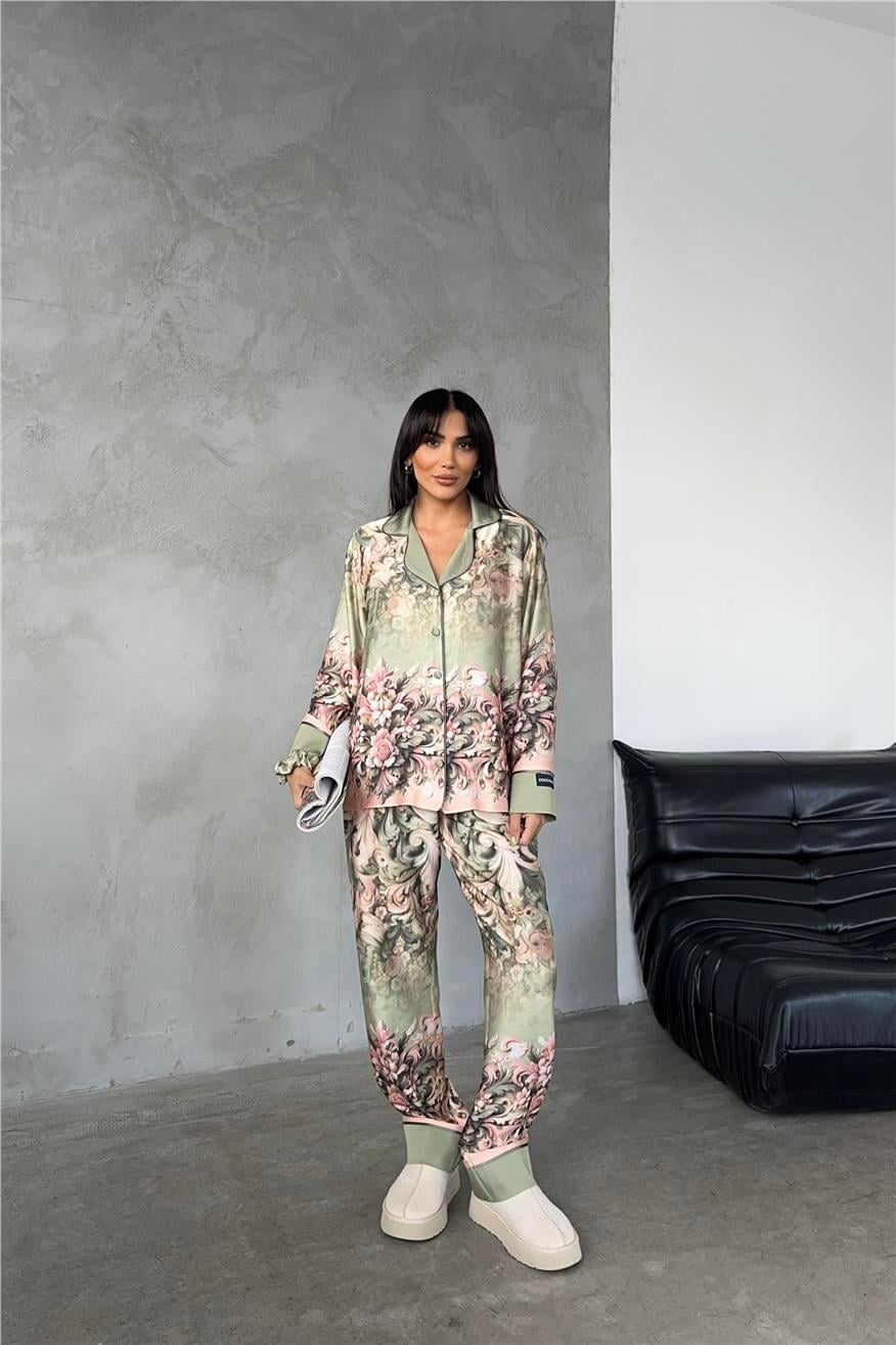 Corso D'acqua Saten Üçlü Pijama Takımı CDK13