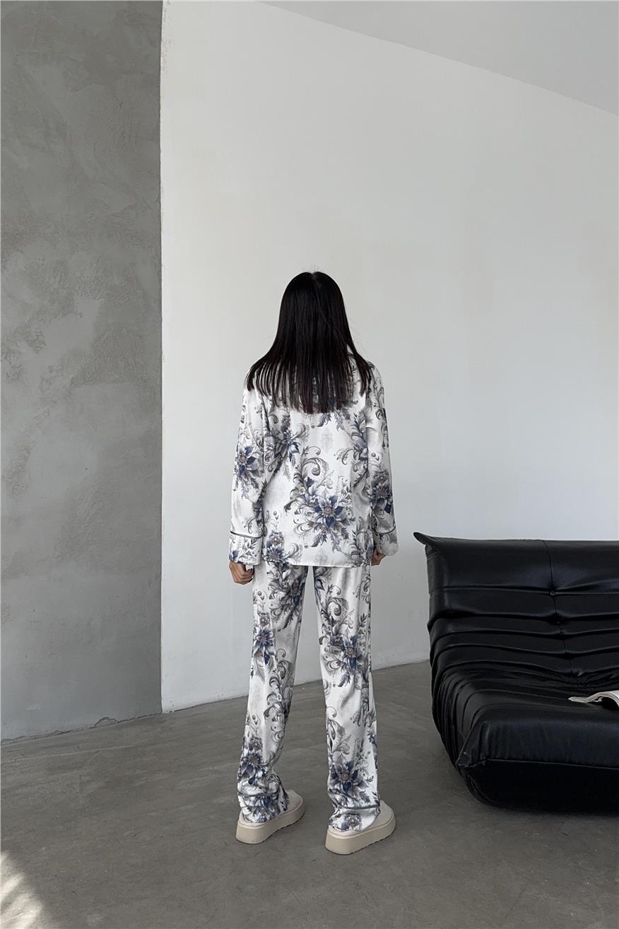 Eleganza Sogno Saten Uzun Pijama Takımı Ccr37
