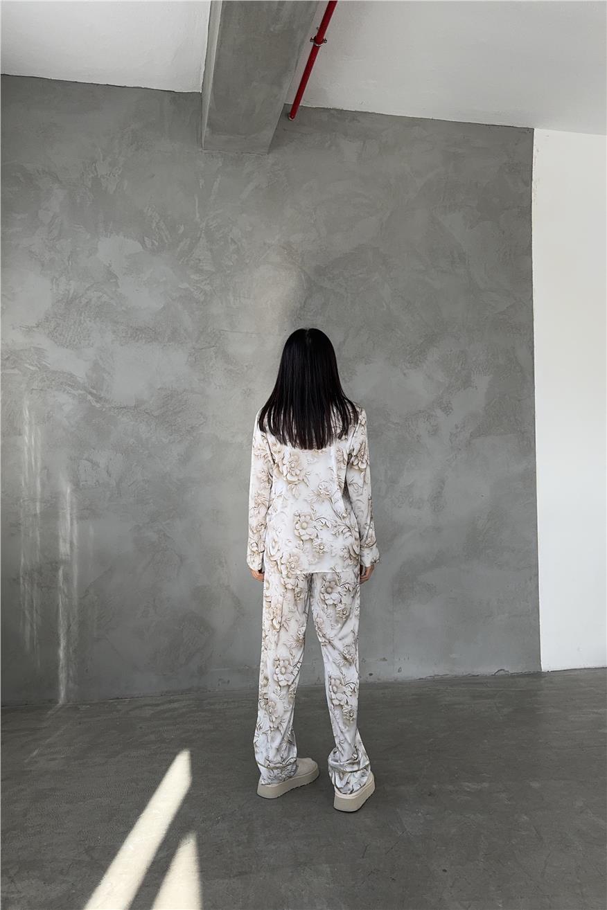Eleganza Sogno Saten Uzun Pijama Takımı Ccr02