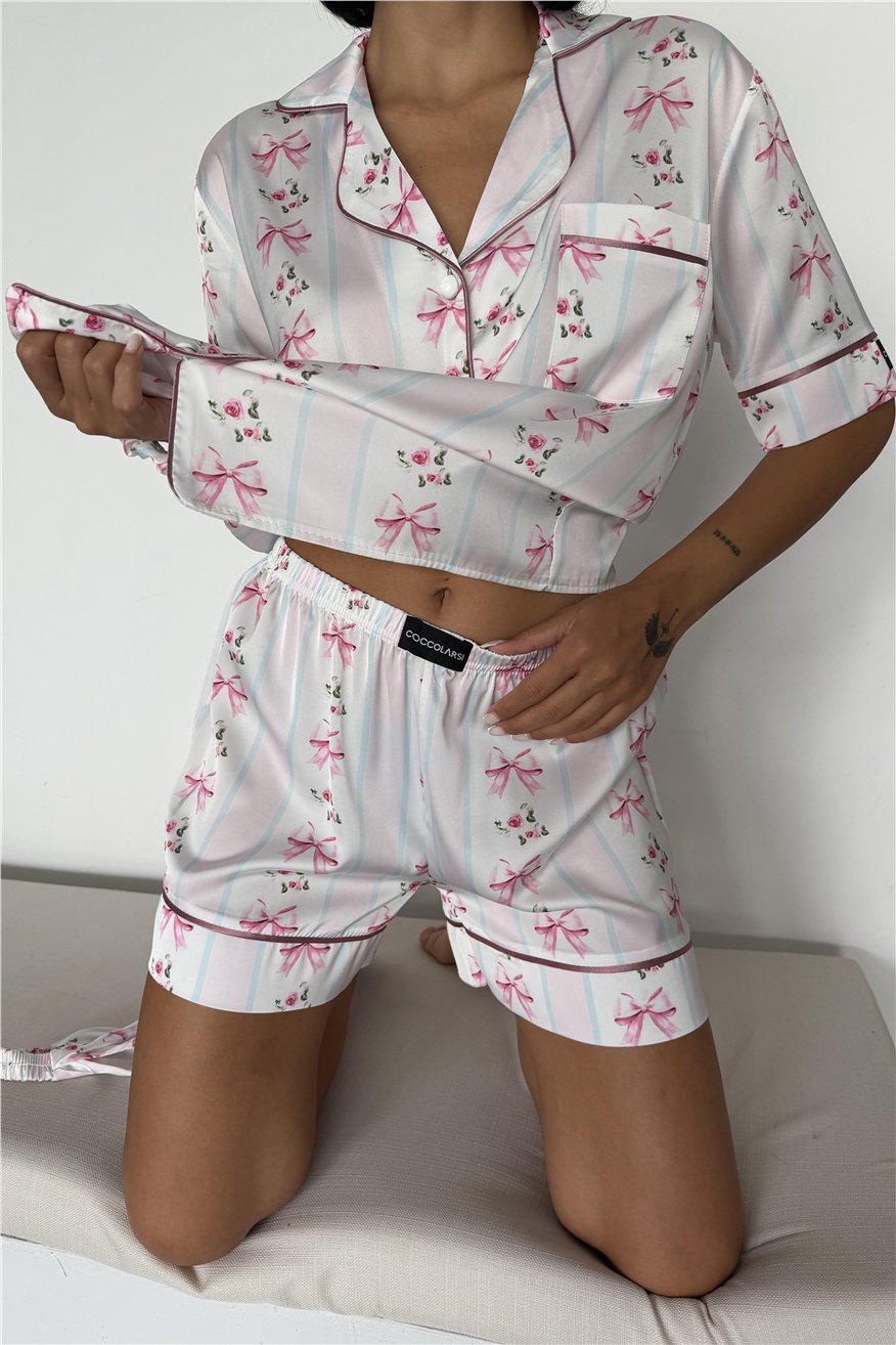 Fiocco Rosa Saten Kısa Pijama Takımı