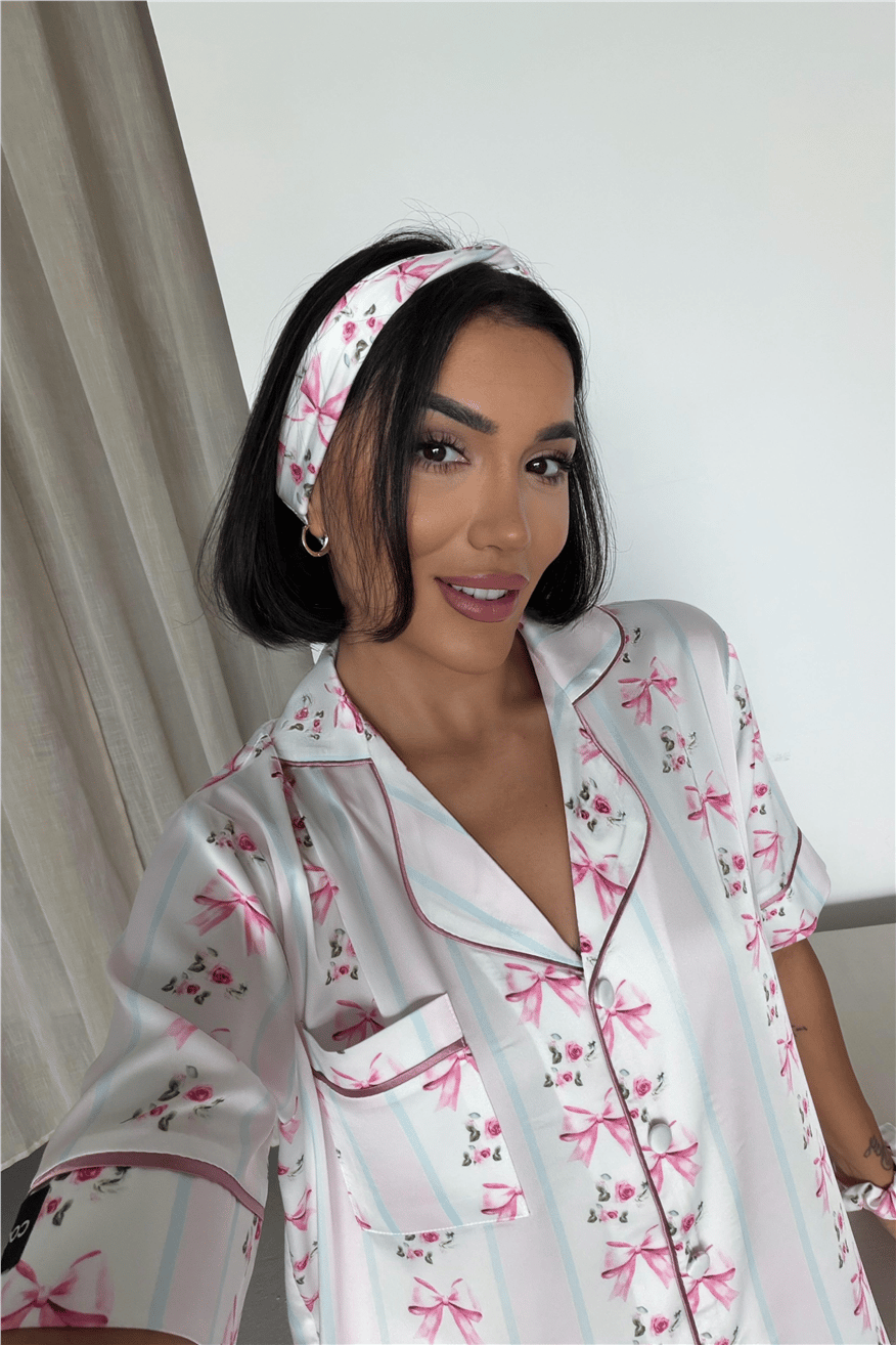 Fiocco Rosa Saten Kısa Pijama Takımı