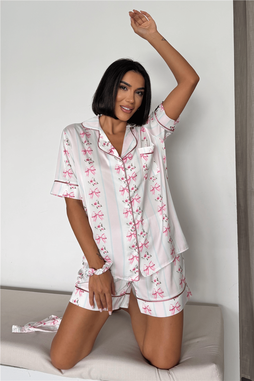 Fiocco Rosa Saten Kısa Pijama Takımı