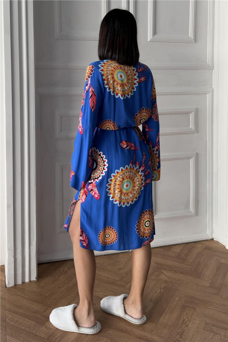 Fiori Come il Sole Mavi Viskon Kimono/Sabahlık
