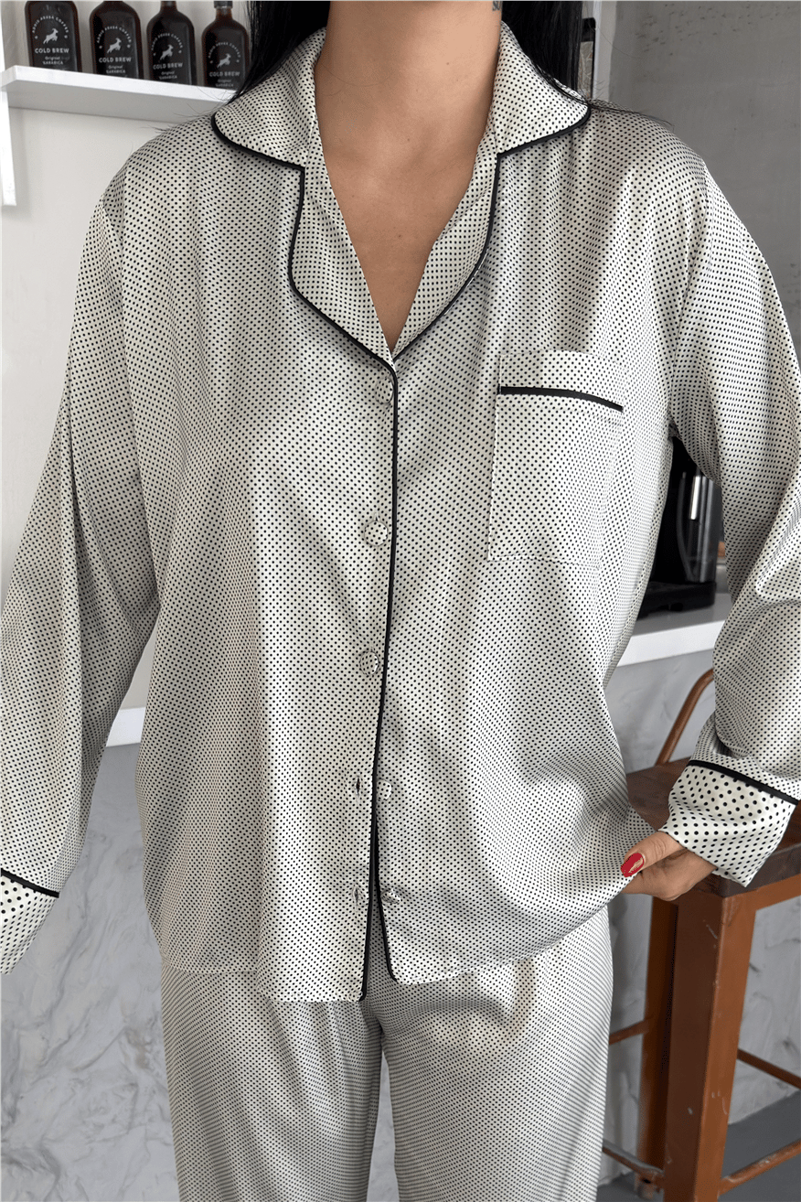 Frammento Celeste Saten Uzun Pijama Takımı FRK4801