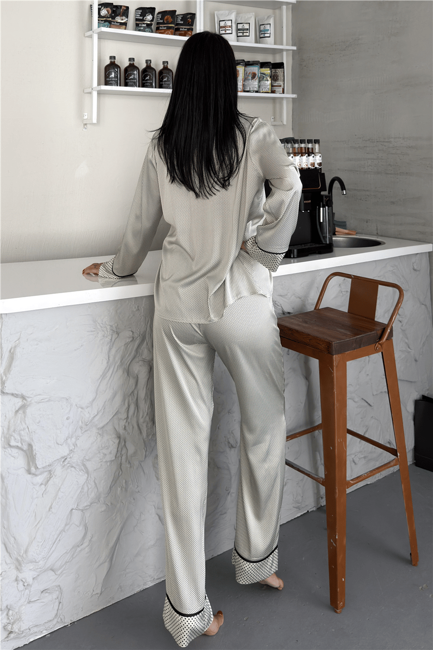 Frammento Celeste Saten Uzun Pijama Takımı FRK4801