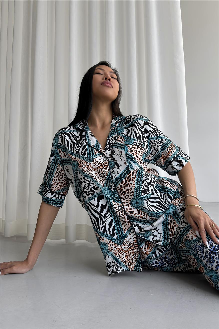 Legami Feroci Mint Viskon Kısa Kol Pantolon Pijama Takımı