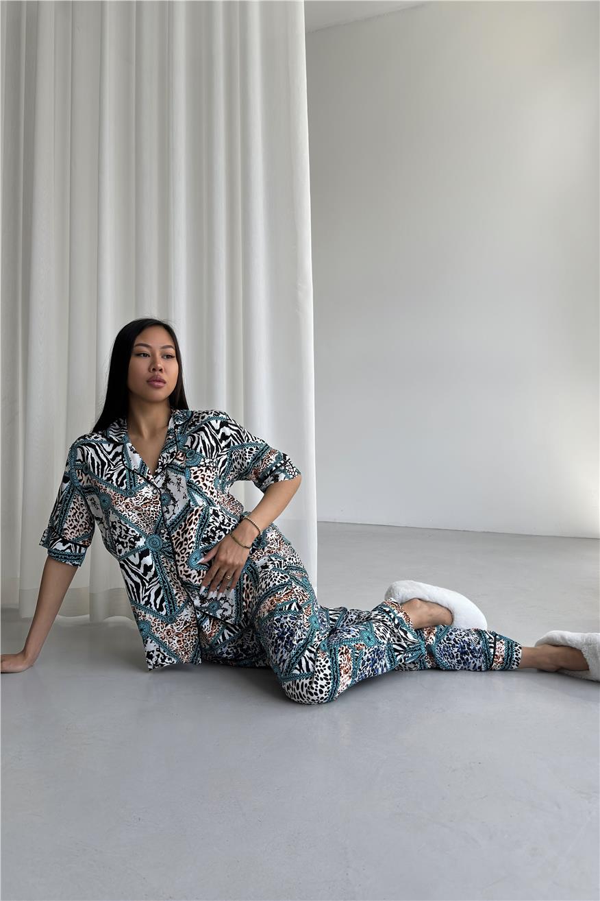 Legami Feroci Mint Viskon Kısa Kol Pantolon Pijama Takımı
