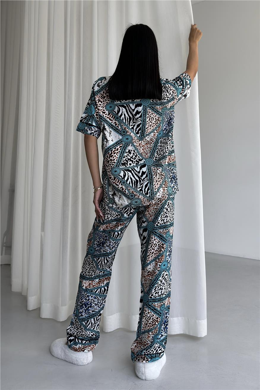 Legami Feroci Mint Viskon Kısa Kol Pantolon Pijama Takımı
