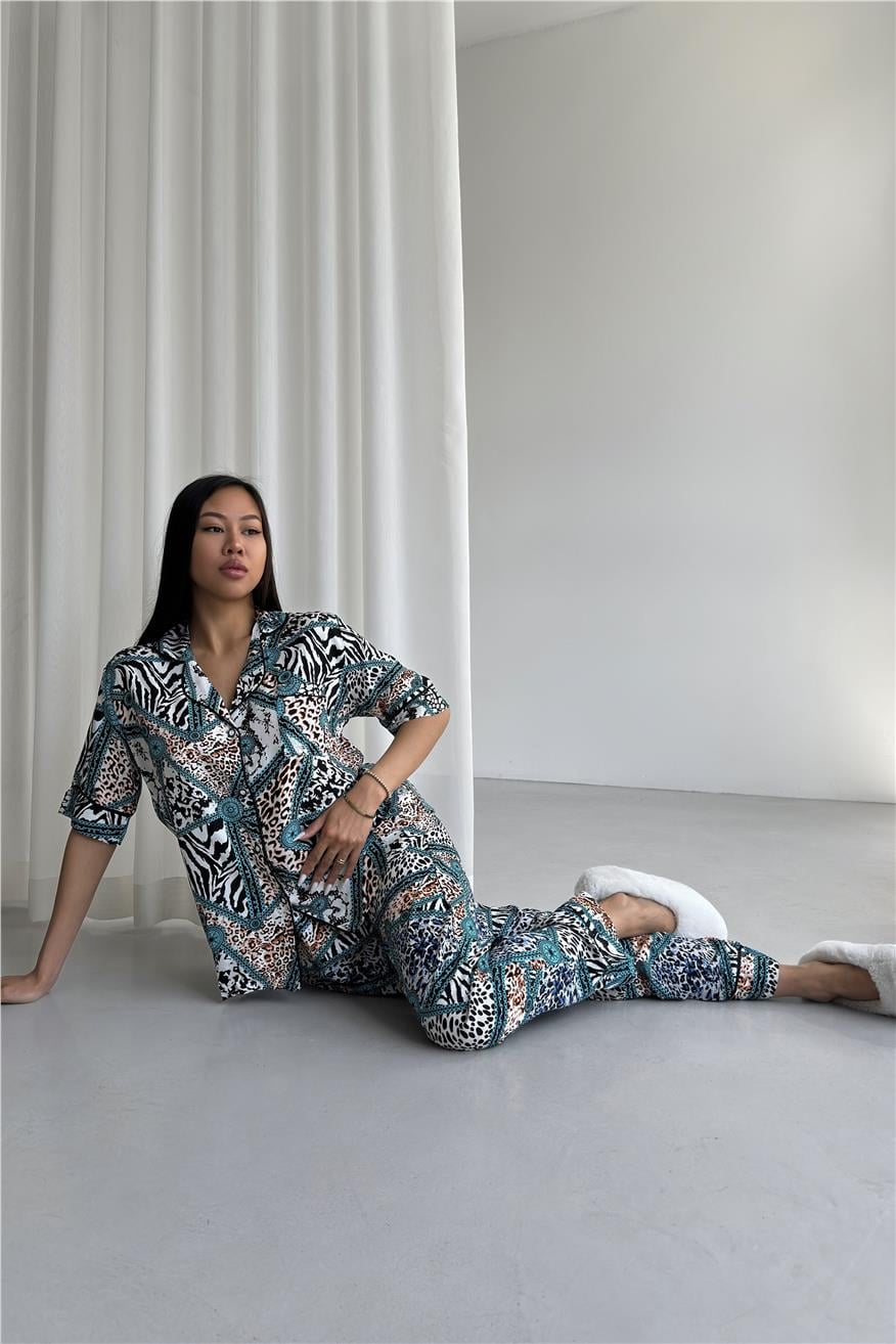 Legami Feroci Mint Viskon Kısa Kol Pantolon Pijama Takımı