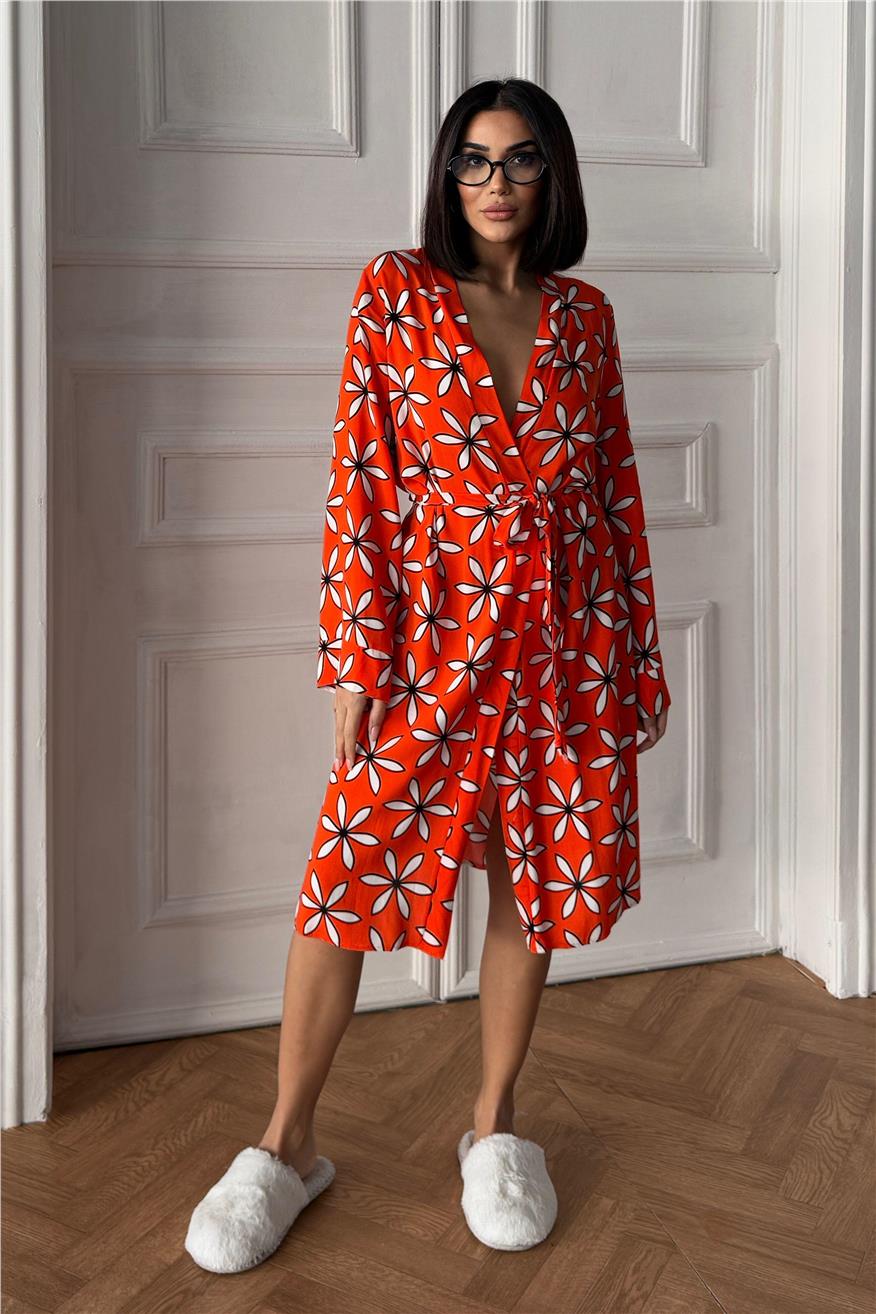 L'Innocenza Della Margherita Turuncu Viskon Kimono/Sabahlık