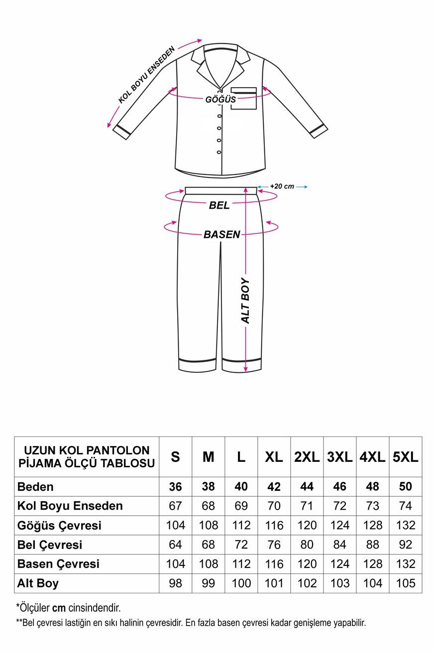 Liscio e Quadri Antrasit Saten Uzun Pijama Takımı