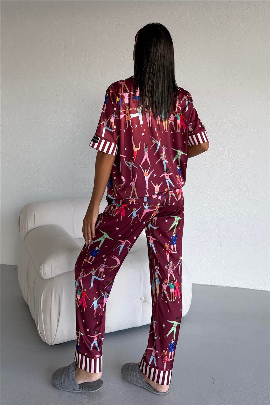 Mondo Allegro Saten Kısa Kol Pantolon Pijama Takımı MA5813