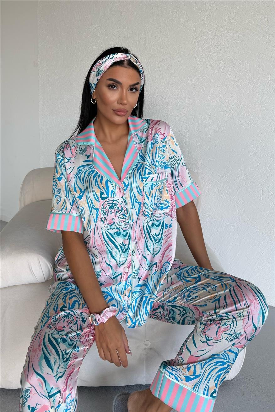 Mondo Allegro Saten Kısa Kol Pantolon Pijama Takımı MA5815