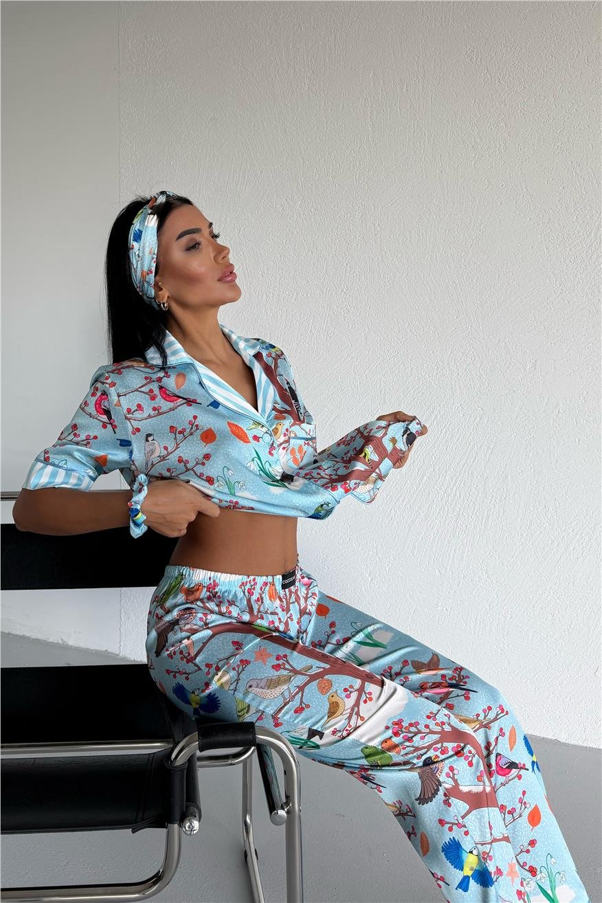 Mondo Allegro Saten Kısa Kol Pantolon Pijama Takımı MA5819