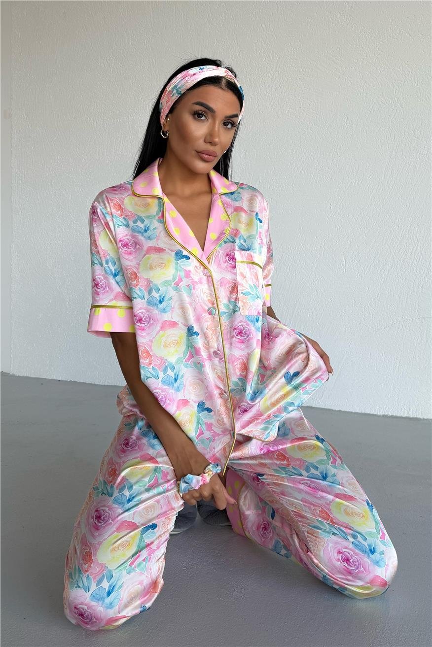 Mondo Allegro Saten Kısa Kol Pantolon Pijama Takımı MA5807