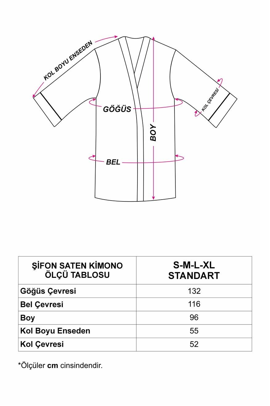 Seraphina Bride Şifon Saten Kimono / Sabahlık