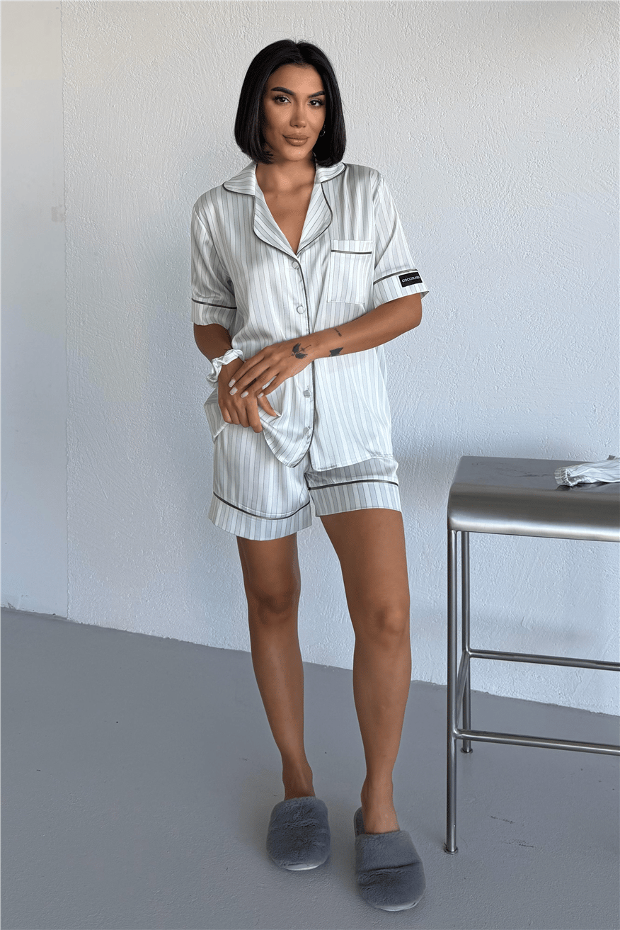 Sogni Lineari Saten Kısa Pijama Takımı LDN08
