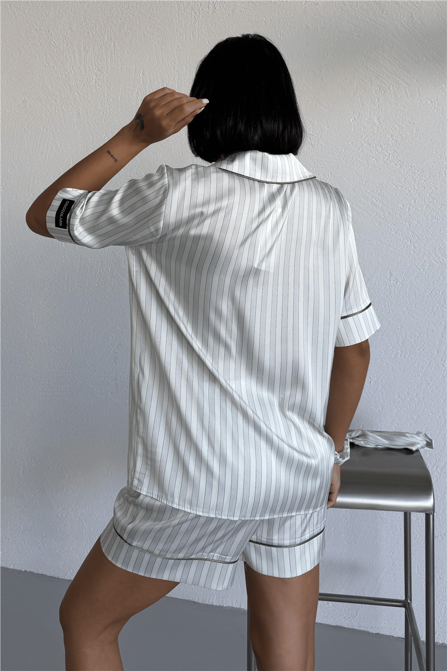 Sogni Lineari Saten Kısa Pijama Takımı LDN08