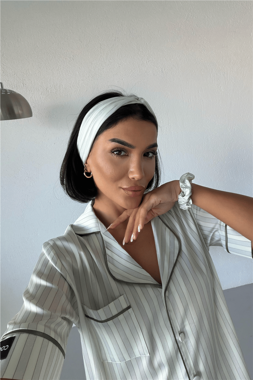 Sogni Lineari Saten Kısa Pijama Takımı LDN08