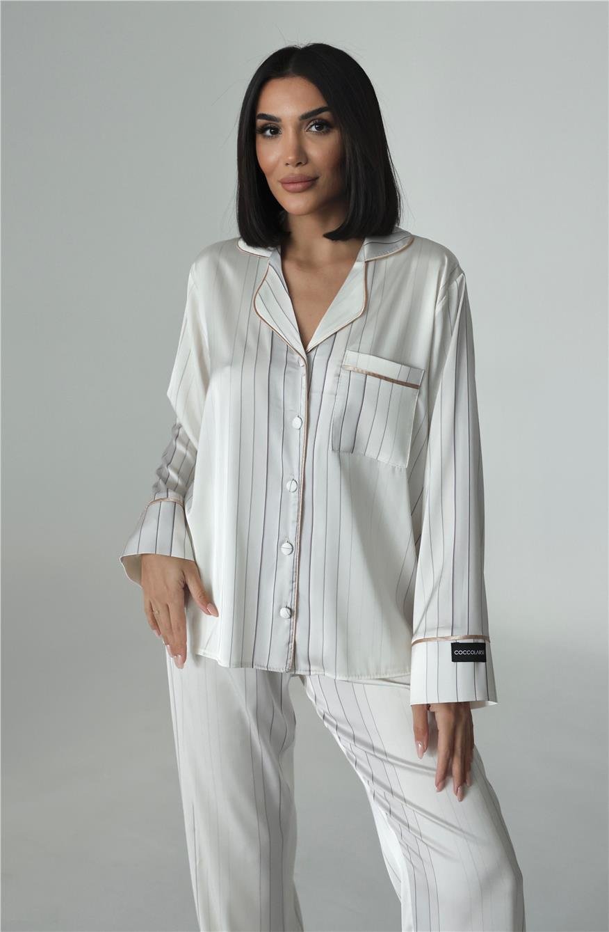 Sogni Lineari Saten Uzun Pijama Takımı LDK06