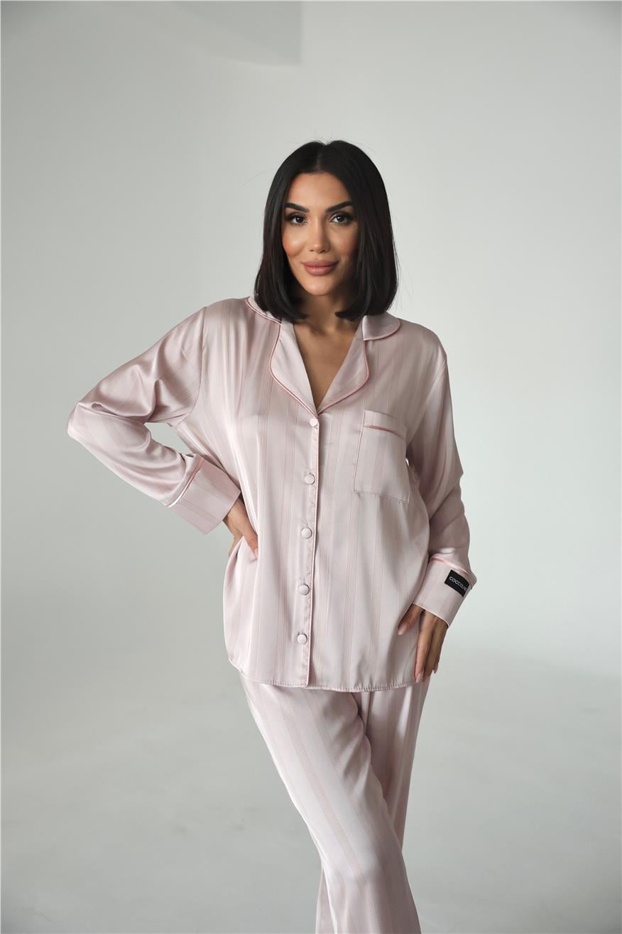 Sogni Lineari Saten Uzun Pijama Takımı LDK03